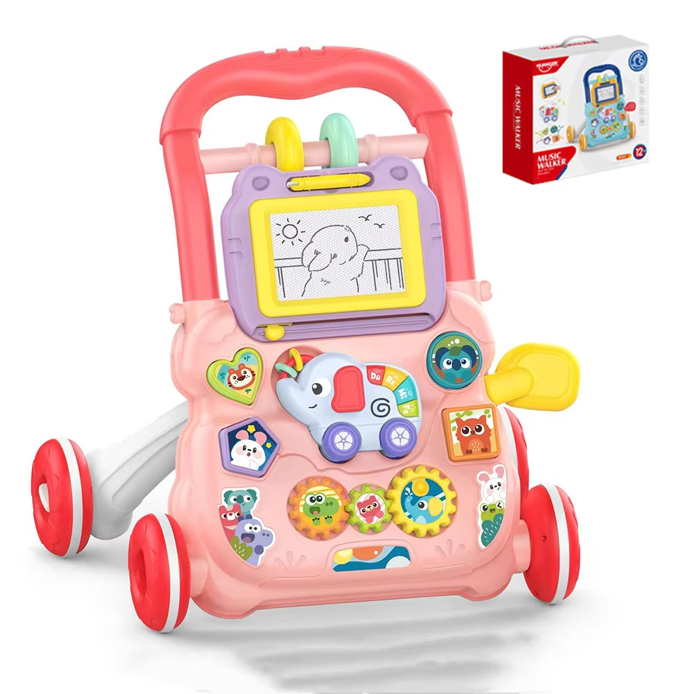 Musical Baby Walker with Artboard Toy Baby Activities Learning Walking Toys Wallkers for Baby Assisted Walking