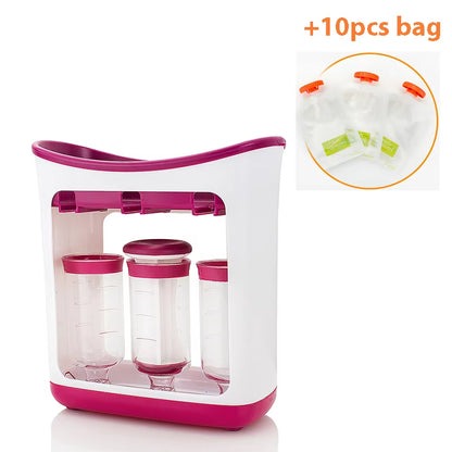 PANGDUBE BAby Complementary Food Squeeze Station with 10Pcs Squeeze Bags Baby Food Dispenser Machine Baby Food Mills