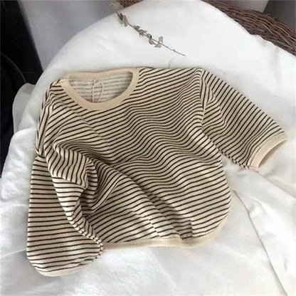 Cotton Children'S Clothing Long Sleeve T-Shirts Striped Baby Boy Girl Tops Casual Kids T-Shirt Autumn Spring Tee 1-8T