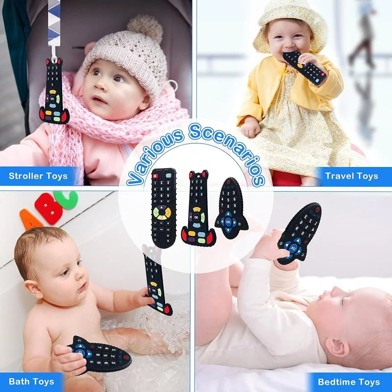 Baby Teething Toys Silicone Chew Teether Teethers for Babies Development Baby Rattle Newborn Infant Sensory Baby Toys 0-3-6-12 M