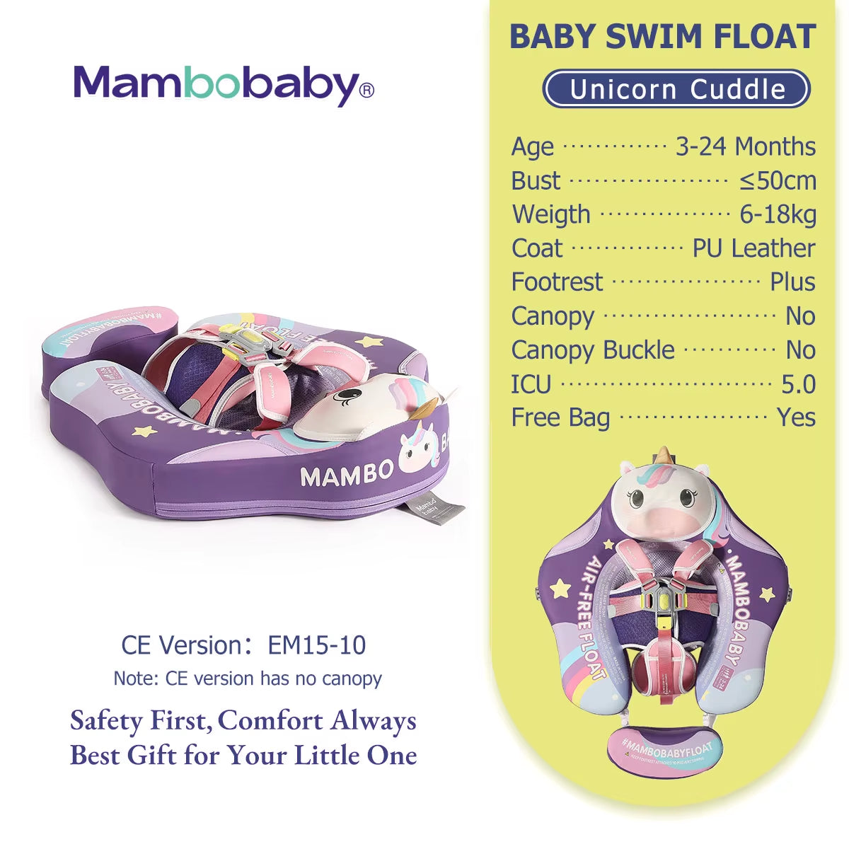Float Safe Solid Core St-Unicorn B503-143-W-Z Comfort Always: Skin-Friendly Coat Baby Swimming Ring Toddler Pool Float