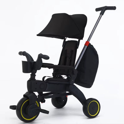 3-Wheel Baby Stroller 7.8KG Lightweight Foldable Tricycle for 1-6 Years Multifunctional Kids Trike with Parent Handle