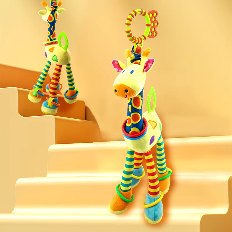 Baby Development Soft Giraffe Animal Handbell Rattle Plush Giraffe Toys / Baby Giraffe Animal Rattle Toys / Soft Giraffe Animal