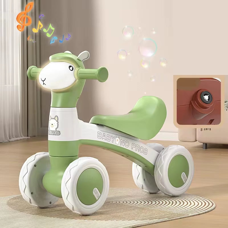 Luxury Edition Sliding Car Alpaca Scooter Four Wheel Balancing Baby Walking Cart for 1-3 Year Old Infants Child Learning Walker