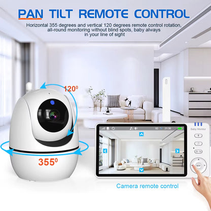 5.0 Inch Video Baby Monitor with Pan Tilt Camera Wireless Two Way Audio Night Vision Security Babysitter VOX Wake up USB Charge