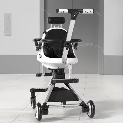 Lightweight Twin Baby Stroller High View Foldable Double Seat Baby Stroller with Parasol Baby Carriage Adjustable Trolley Handle